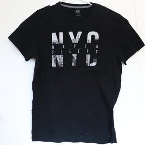New York NYC Never Sleeps Old Navy Black Mens Tee T-Shirt Size Large L‎